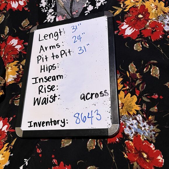 Time and Tru Black Red Gold Floral Open Front Kimono Top Womens One Size - Picture 9 of 9